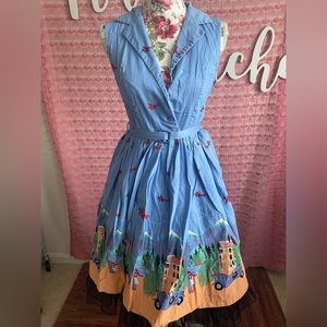 Lindy Bop Retro 1950’s Couple Vacation Getaway Novelty Print Shirtdress 👗✨